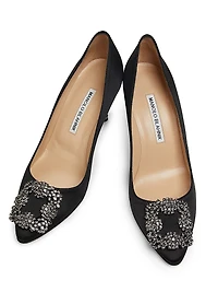 Hangisi 70MM Crystal-Embellished Satin Pumps
