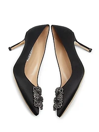 Hangisi 70MM Crystal-Embellished Satin Pumps