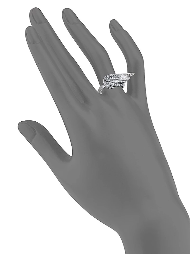 14K White Gold Angel Wing Diamond Ring