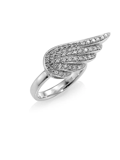 14K White Gold Angel Wing Diamond Ring