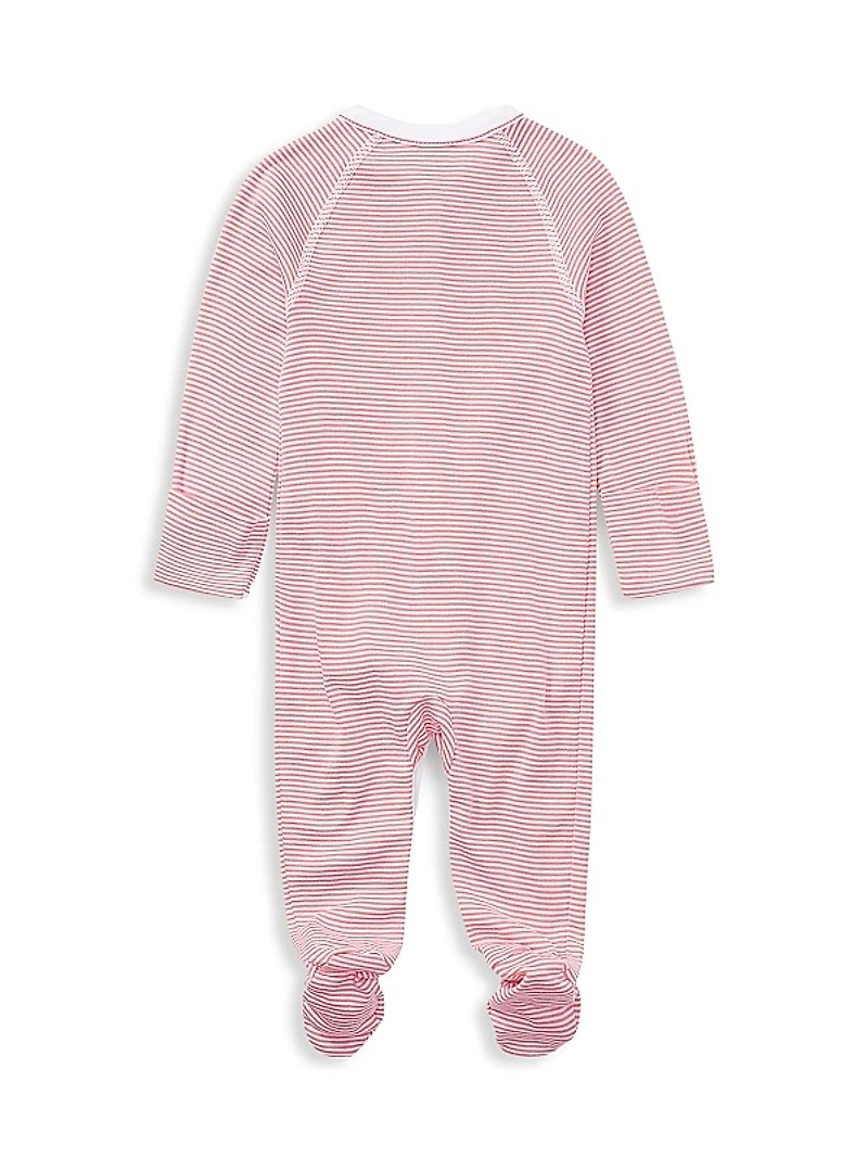 Baby Girl's Striped Cotton Footie