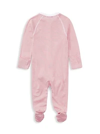 Baby Girl's Striped Cotton Footie