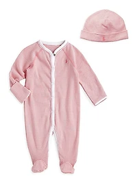 Baby Girl's Striped Cotton Footie