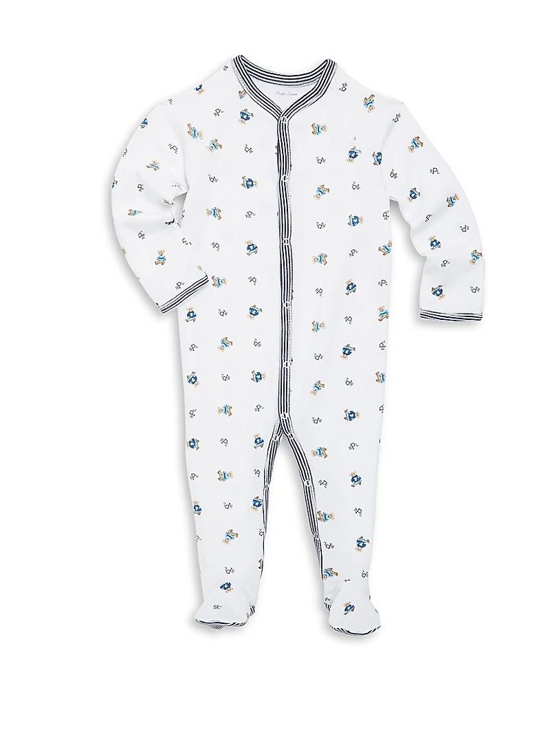 Baby Boy's Bear Print Cotton Footie