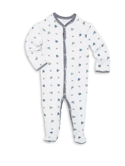 Baby Boy's Bear Print Cotton Footie