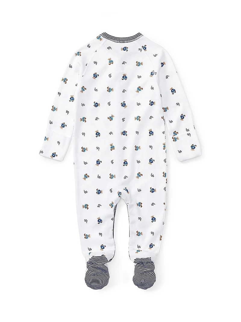 Baby Boy's Bear Print Cotton Footie