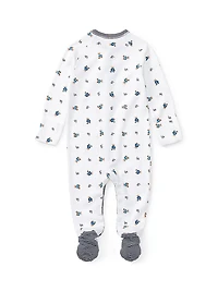 Baby Boy's Bear Print Cotton Footie