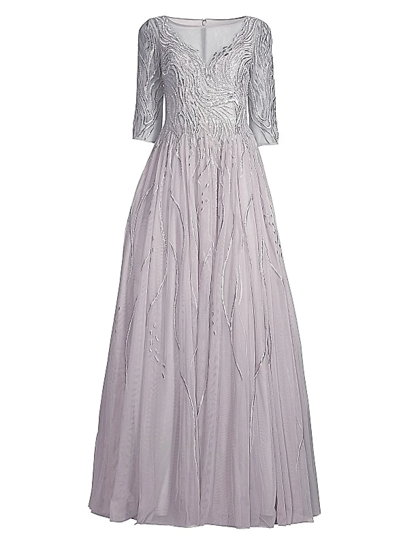 Embroidered Illusion Gown