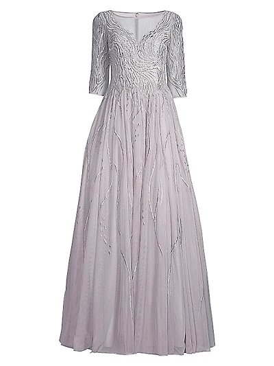 Embroidered Illusion Gown