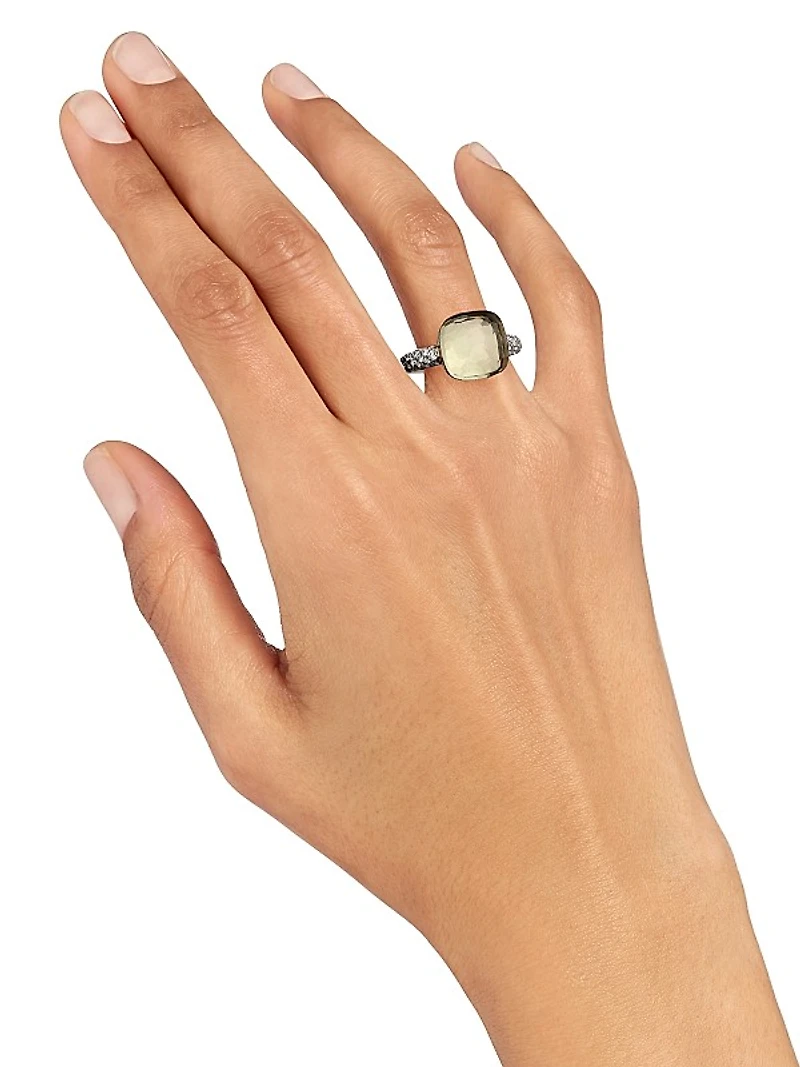 Nudo 18K Rose Gold & Prasiolite, Diamond Square Ring