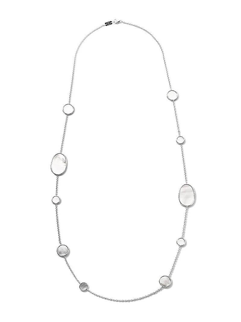 Polished Rock Candy Sterling Silver & Mother-Of-Pearl Station Necklace