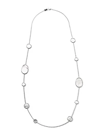 Polished Rock Candy Sterling Silver & Mother-Of-Pearl Station Necklace