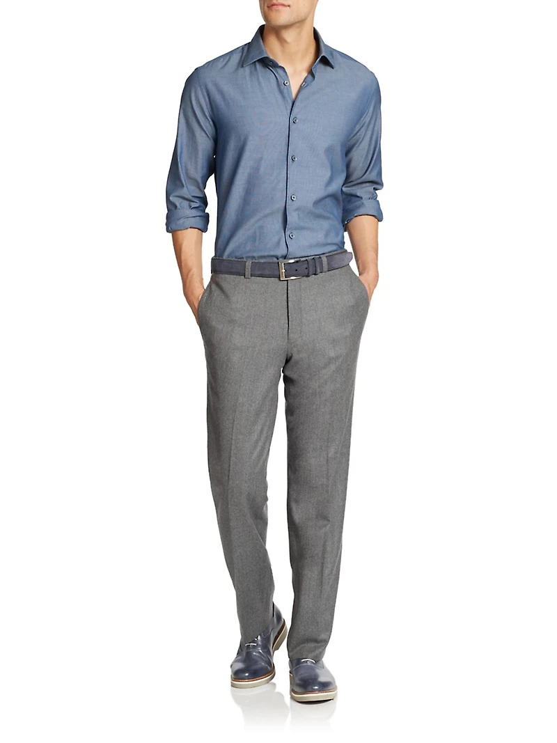 COLLECTION Wool Flat-Front Pants