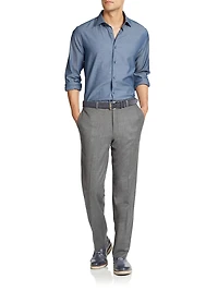 COLLECTION Wool Flat-Front Pants