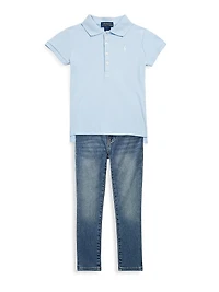 Little Girl's & Stretch Cotton Polo Shirt