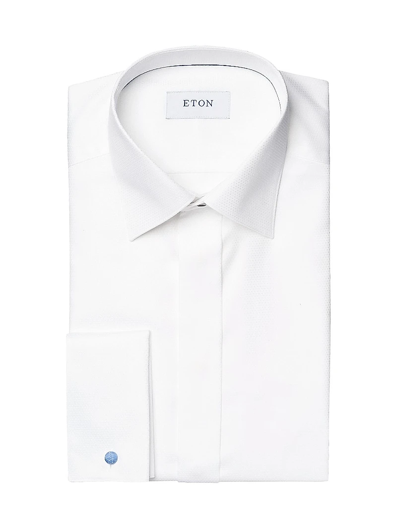 Slim-Fit Diamond Weave Formal Dress Shirt