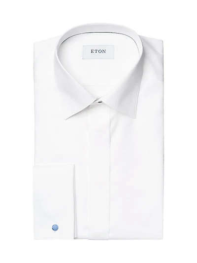 Slim-Fit Diamond Weave Formal Dress Shirt