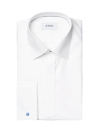 Slim-Fit Diamond Weave Formal Dress Shirt