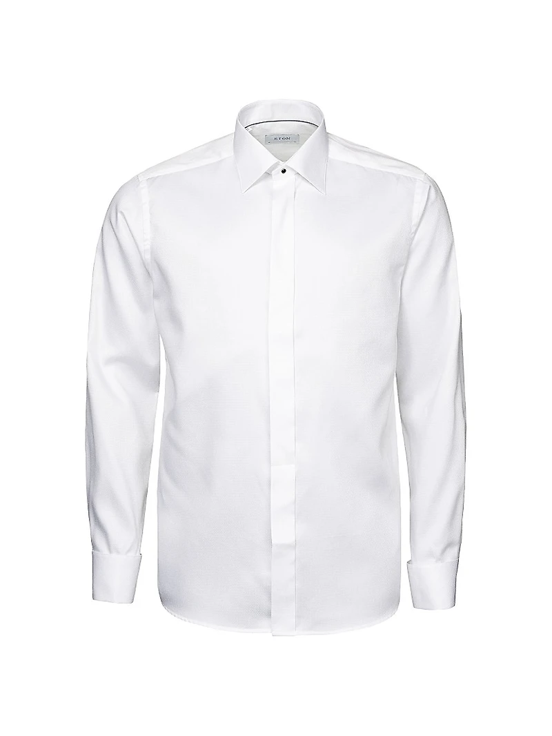 Slim-Fit Diamond Weave Formal Dress Shirt