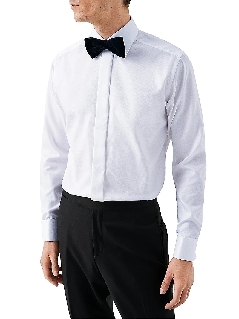 Slim-Fit Diamond Weave Formal Dress Shirt
