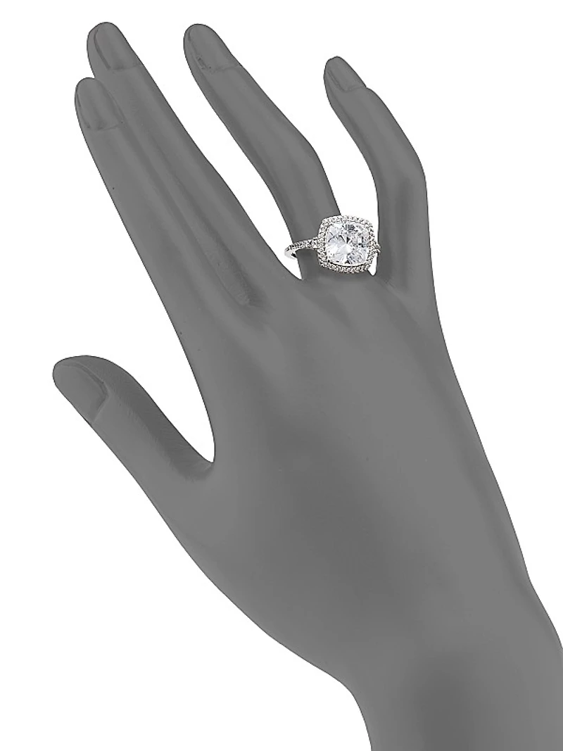 Faceted Pavé Cubic Zirconia Ring
