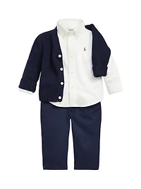 Baby's Combed Cotton V-Neck Cardigan