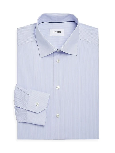 Slim-Fit Fine Striped Dress Shirt