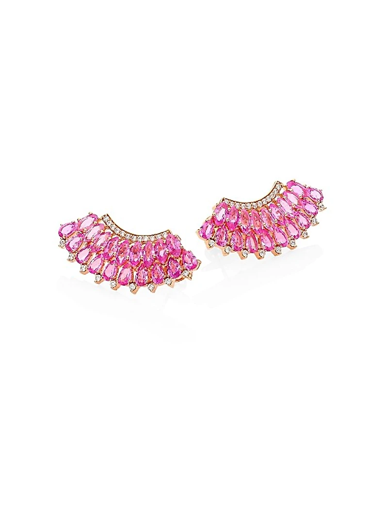 Mirage Diamond & Pink Sapphire Ear Crawlers