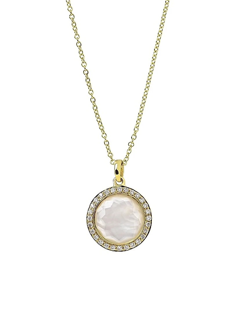 Lollipop® 18K Yellow Gold, Mother-Of-Pearl Doublet & Diamond Mini Pendant Necklace