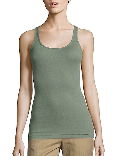 Rib-Knit Cotton-Blend Tank Top