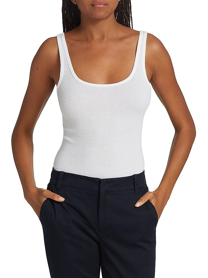Rib-Knit Cotton-Blend Tank Top