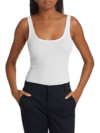 Rib-Knit Cotton-Blend Tank Top