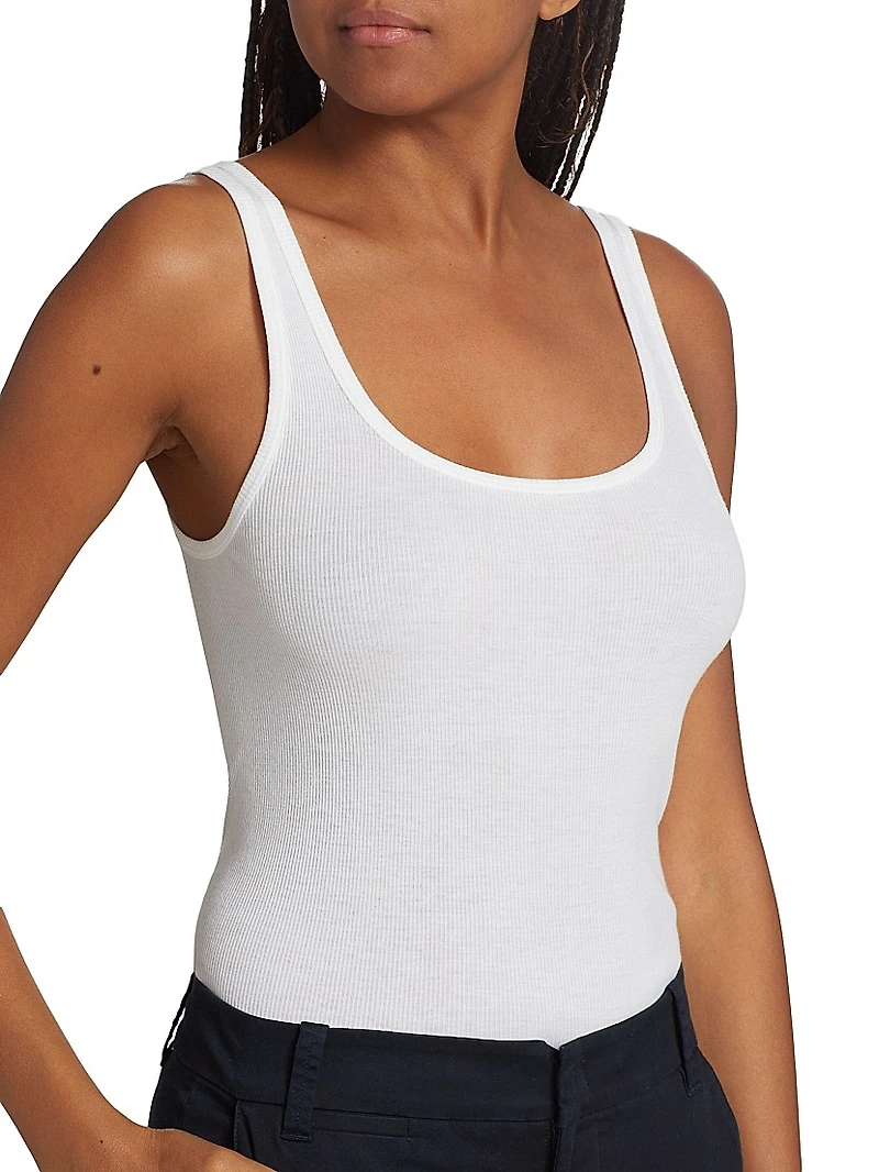 Rib-Knit Cotton-Blend Tank Top