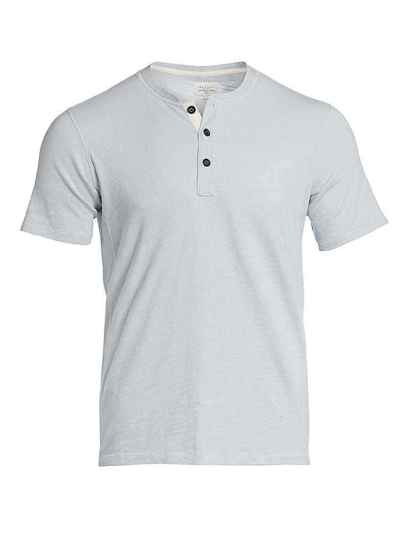 Textured Slim-fit Short Sleeve Henley T-Shirt