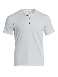 Textured Slim-fit Short Sleeve Henley T-Shirt