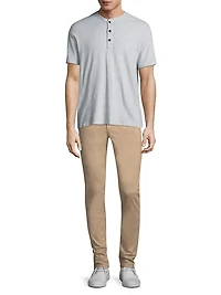 Textured Slim-fit Short Sleeve Henley T-Shirt