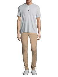 Textured Slim-fit Short Sleeve Henley T-Shirt
