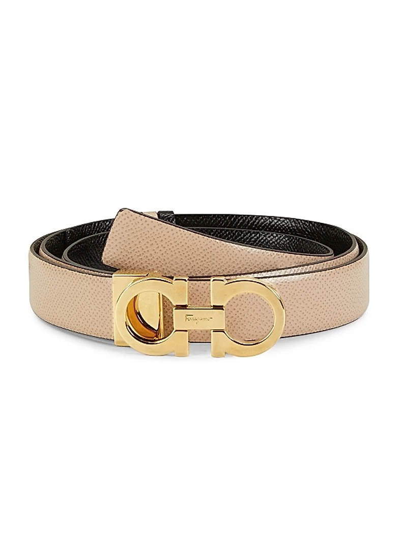 Gancini Adjustable Cut-to-Size Reversible Hammered Leather Belt