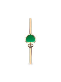 Happy Hearts 18K Rose Gold, Diamond & Green Agate Bangle