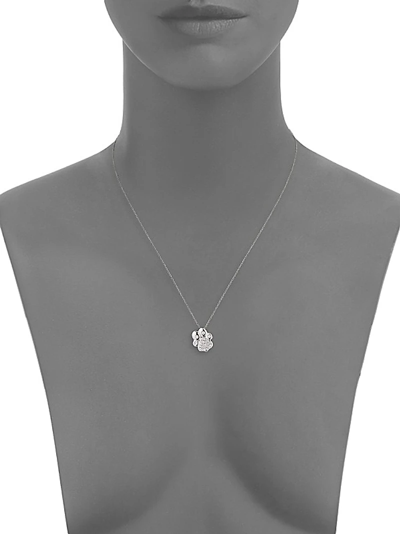 18K White Gold & 0.25 TCW Diamond Paw Pendant Necklace