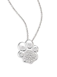 18K White Gold & 0.25 TCW Diamond Paw Pendant Necklace
