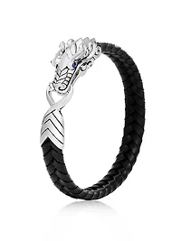 Sterling Silver Leather Legends Bracelet