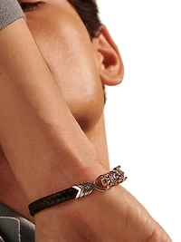 Sterling Silver Leather Legends Bracelet