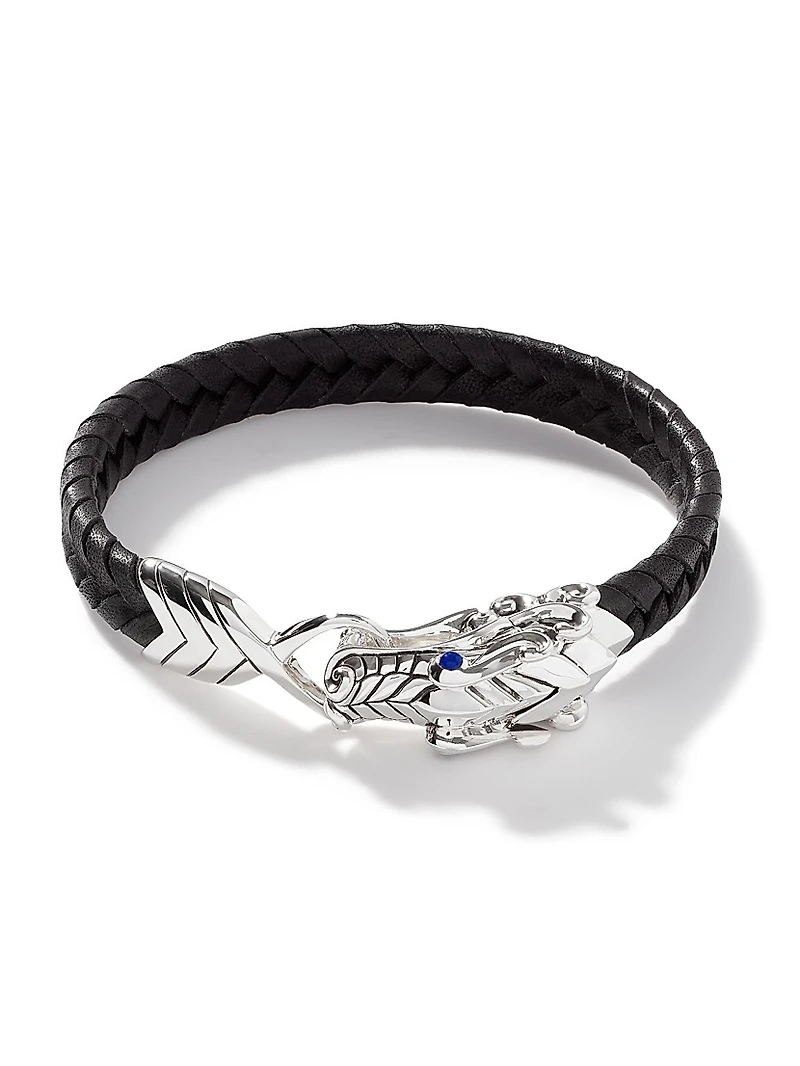 Sterling Silver Leather Legends Bracelet