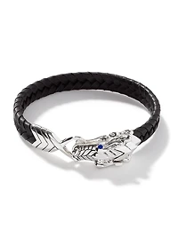 Sterling Silver Leather Legends Bracelet