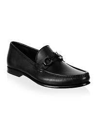 Gancini Crown Bit Leather Loafers