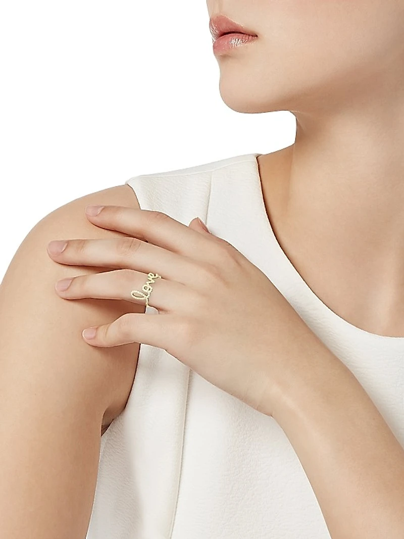 14K Yellow Gold & Diamond Large Love Ring