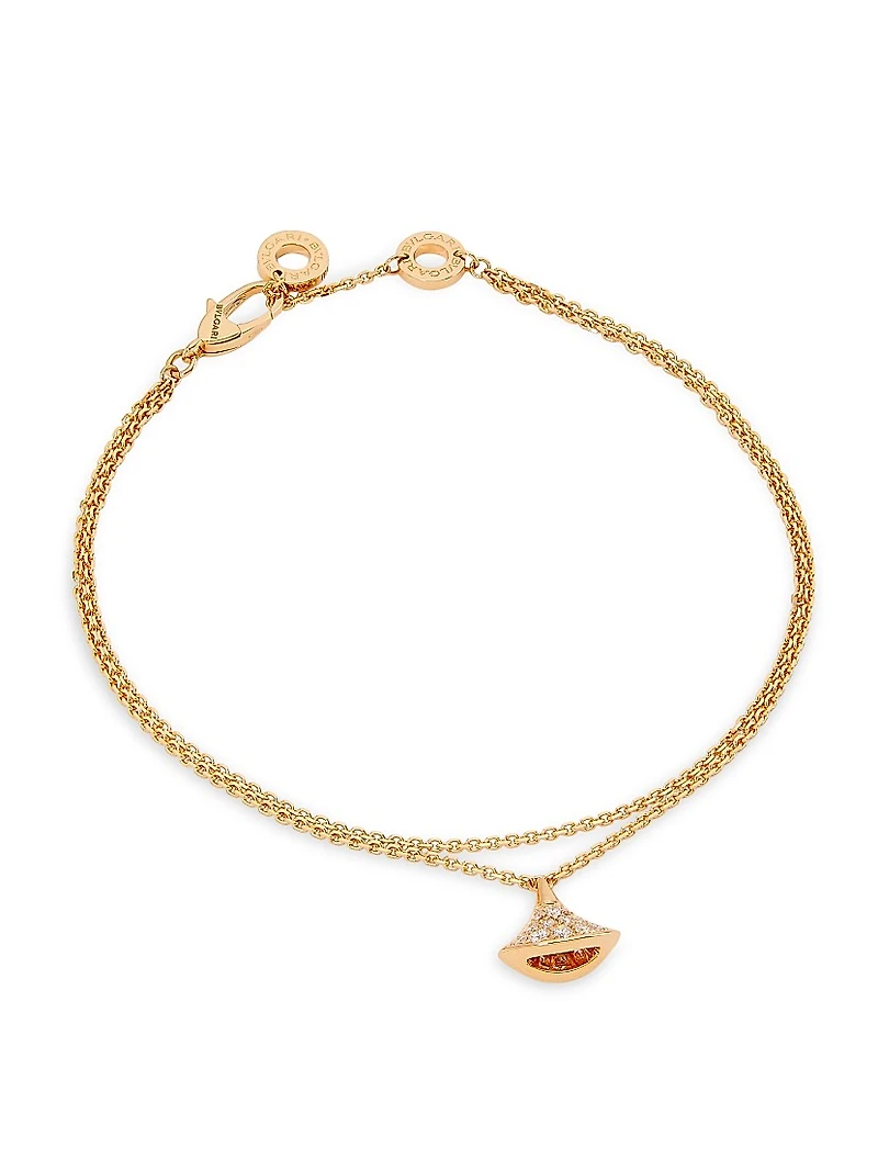 Divas' Dream 18K Rose Gold & Diamond Pendant Double-Strand Bracelet