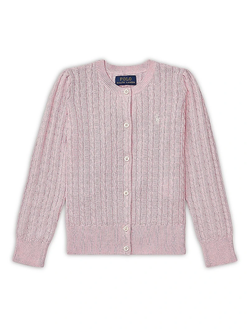 Girl's Cable-Knit Cotton Cardigan