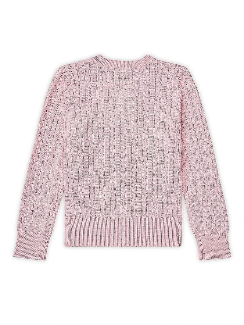 Girl's Cable-Knit Cotton Cardigan